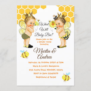 Schattigee Little Bee Gender Reveal Bee Party Kaart