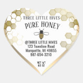 Schattigee Little Bee & honingraat Pure HONEY Gold Hart Sticker (Voorkant)