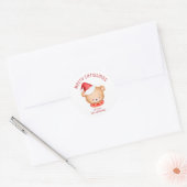 Schattigee Little Beer Santa Hat Christmas Ronde Sticker (Envelop)