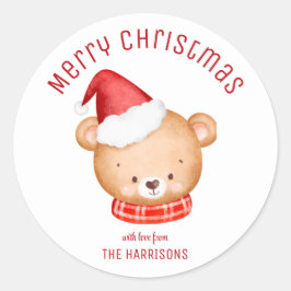 Schattigee Little Beer Santa Hat Christmas Ronde Sticker