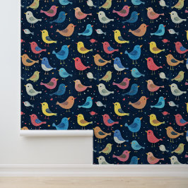 Schattigee Little Bird Pattern Krijttekening Behang