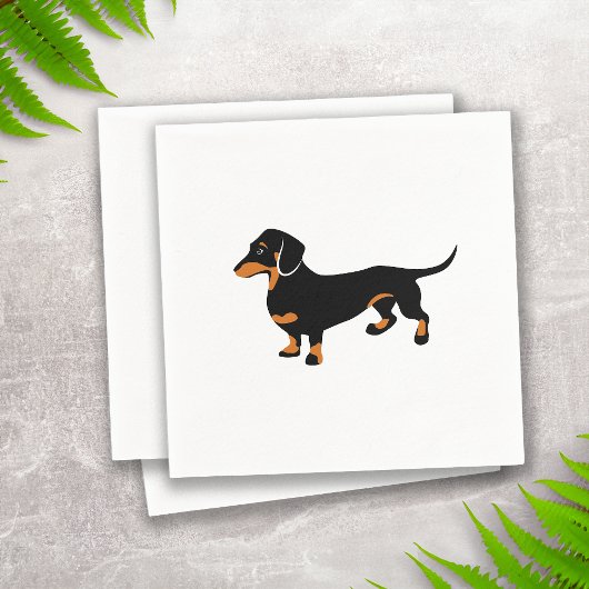 Schattigee Little Black en Tan Dachshund - Doxie D Servetten