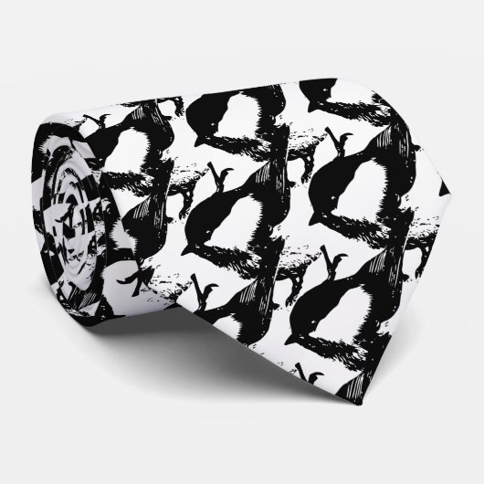 Schattigee Little Black & White, Grey Chickadee Bi Stropdas (Opgerold)