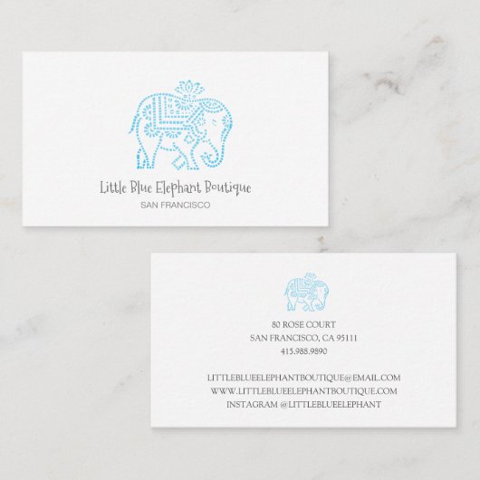 Schattigee Little Blue Elephant Kind en Baby boeti Visitekaartje (Voorkant / Achterkant)
