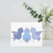 Schattigee Little Blue Pattern Birds met een gehei Briefkaart (Staand voorkant)