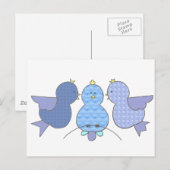 Schattigee Little Blue Pattern Birds met een gehei Briefkaart (Voorkant / Achterkant)