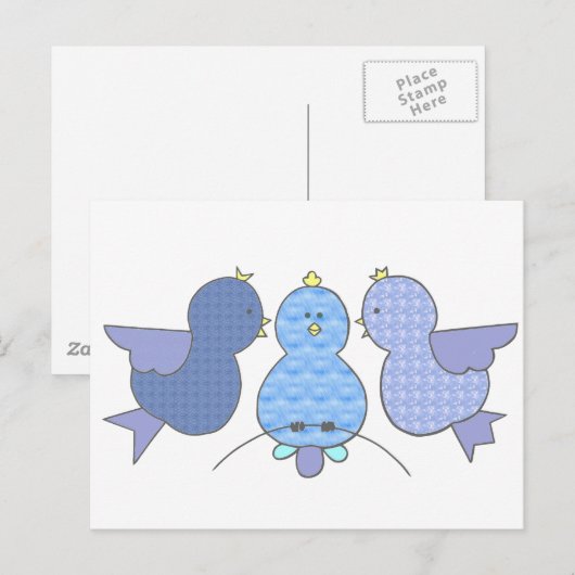 Schattigee Little Blue Pattern Birds met een gehei Briefkaart (Voorkant / Achterkant)