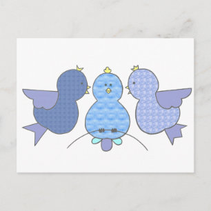 Schattigee Little Blue Pattern Birds met een gehei Briefkaart