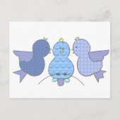 Schattigee Little Blue Pattern Birds met een gehei Briefkaart (Voorkant)