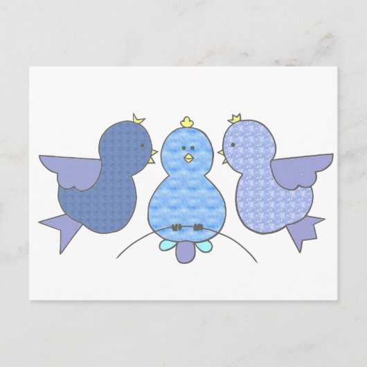 Schattigee Little Blue Pattern Birds met een gehei Briefkaart (Voorkant)