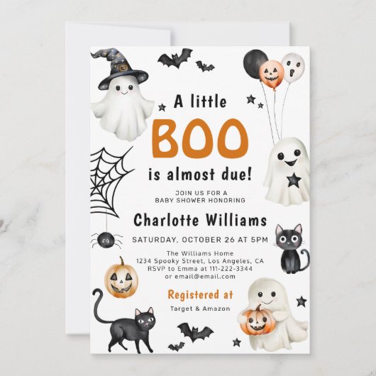 Schattigee Little Boo Baby shower Halloween Kaart (Voorkant)