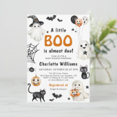 Schattigee Little Boo Baby shower Halloween Kaart (Staand voorkant)