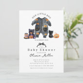 Schattigee Little Boo Baby shower uitnodiging (Staand voorkant)