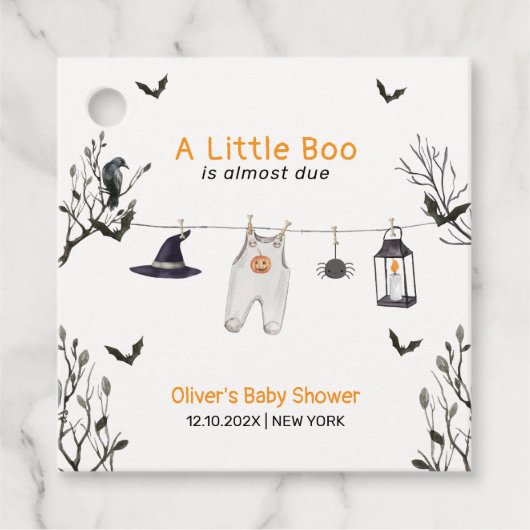 Schattigee Little Boo Clothesline Baby shower Bedankjes Labels (Voorkant)