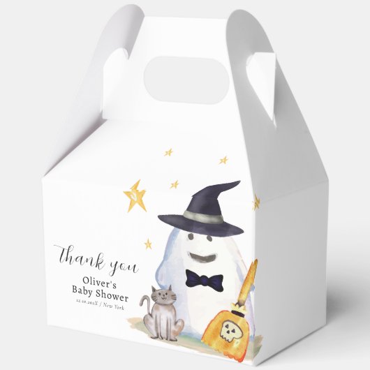 Schattigee Little Boo Ghost Boy Baby shower Dank u Bedankdoosjes (Achterkant)