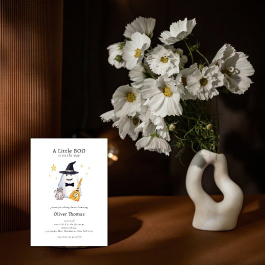 Schattigee Little Boo Ghost Hollaween Boy Baby sho Kaart