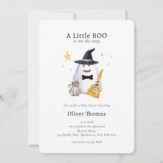 Schattigee Little Boo Ghost Hollaween Boy Baby sho Kaart (Voorkant)