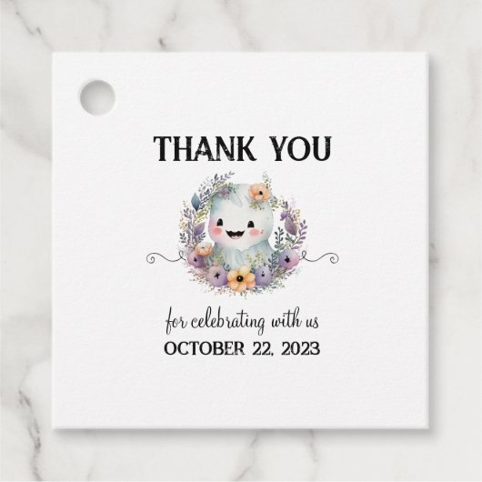 Schattigee Little Boo Halloween Baby shower Favor  Bedankjes Labels (Voorkant)