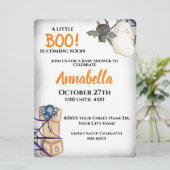 Schattigee Little Boo Halloween Baby shower Uitnod Kaart (Staand voorkant)