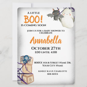Schattigee Little Boo Halloween Baby shower Uitnod Kaart