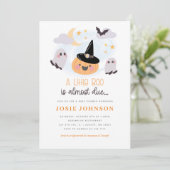 Schattigee Little Boo Halloween Baby shower Uitnod Kaart (Staand voorkant)