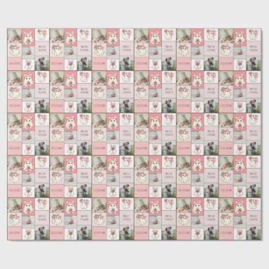 Schattigee Little Boo Multi Photo Pink Ghost Baby Cadeaupapier (Vlak)