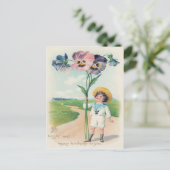 Schattigee Little Boy Pansy Pansies Briefkaart (Staand voorkant)