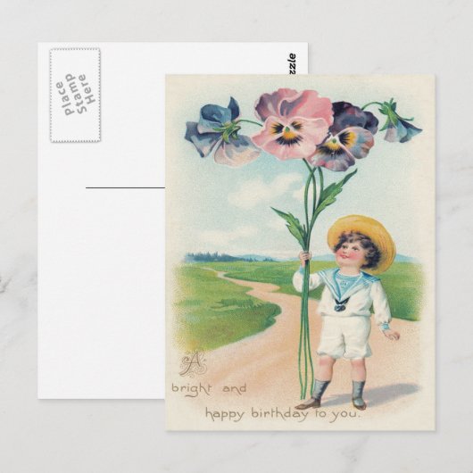 Schattigee Little Boy Pansy Pansies Briefkaart (Voorkant / Achterkant)