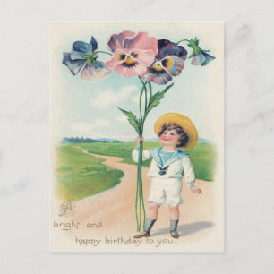 Schattigee Little Boy Pansy Pansies Briefkaart