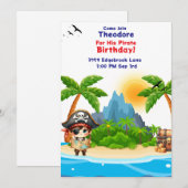 Schattigee Little Boy Pirate thema verjaardagsuitn Kaart (Voorkant / Achterkant)