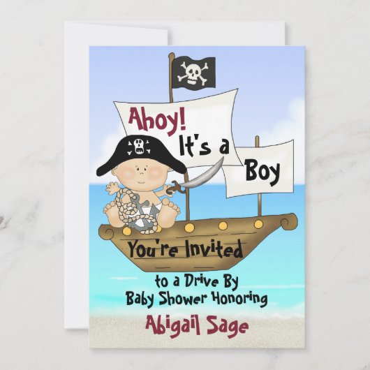 Schattigee Little Buccaneer Pirate Drive door Baby Kaart (Voorkant)