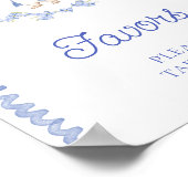 Schattigee Little Bunny Blue Baby shower Favoriete Poster (Hoek)