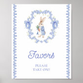 Schattigee Little Bunny Blue Baby shower Favoriete Poster (Voorkant)