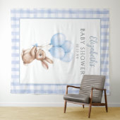 Schattigee Little Bunny Blue Baby shower Foto Acht Wandkleed (In Situ (horizontaal))