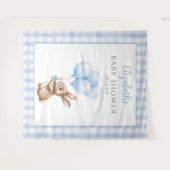 Schattigee Little Bunny Blue Baby shower Foto Acht Wandkleed (Voorkant (horizontaal))
