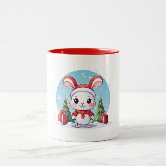 Schattigee Little Bunny Christmas-Mok Tweekleurige Koffiemok (Center)