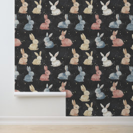 Schattigee Little Bunny Pattern Krijttekening Behang