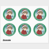 Schattigee Little Christmas Elf Gepersonaliseerd v Ronde Sticker (Vel)