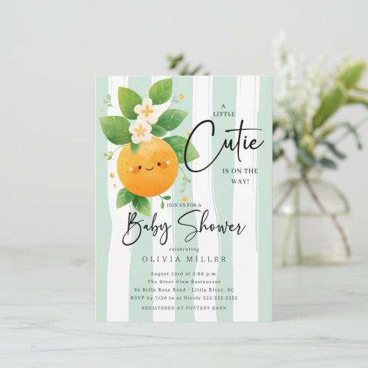 Schattigee Little Cutie Baby shower Kaart (Staand voorkant)