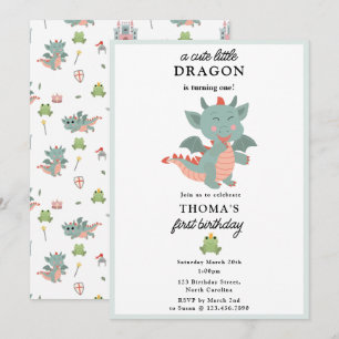 Schattigee Little Dragon Boy Kids Verjaardagsfeest Kaart