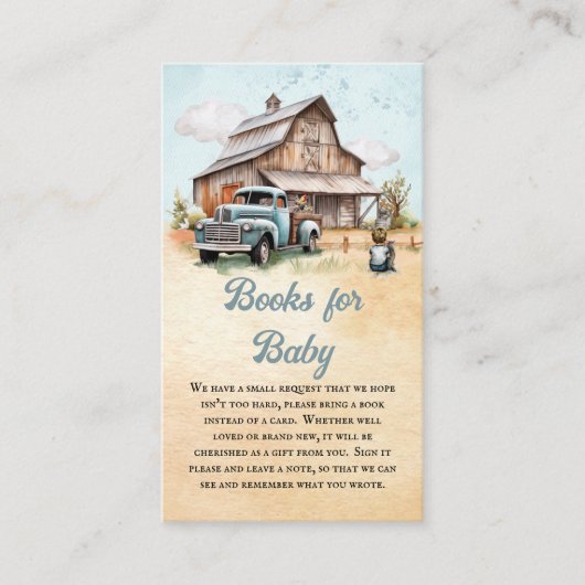 Schattigee Little Farmer Baby shower Boeken voor B Informatiekaartje (Voorkant)