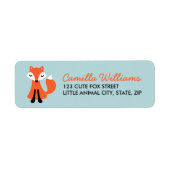Schattigee Little Fox Custom Return-adreslabels Etiket (Voorkant)