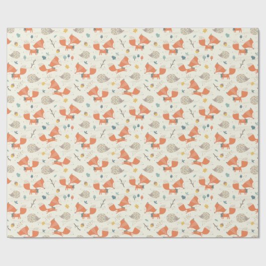 Schattigee Little Fox en Hedgehog met herfstblader Cadeaupapier (Vlak)