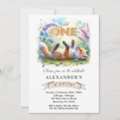 Schattigee Little Fox Wild One verjaardagsfeestuit Kaart (Voorkant)