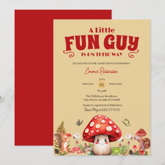 Schattigee Little FunGuy Herfst slak Mushroom Baby Kaart (Voorkant / Achterkant)