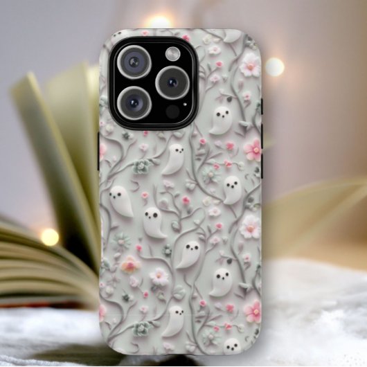 Schattigee Little Ghost Floral 3D-telefoonhoesje Case-Mate iPhone Case