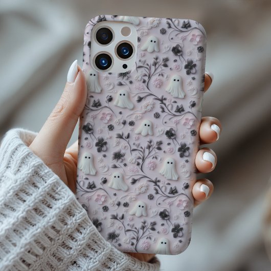 Schattigee Little Ghost Floral 3D-telefoonhoesje Case-Mate iPhone Case