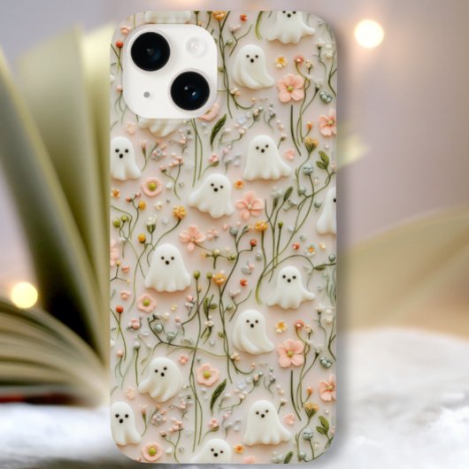 Schattigee Little Ghost Floral 3D-telefoonhoesje Case-Mate iPhone Case