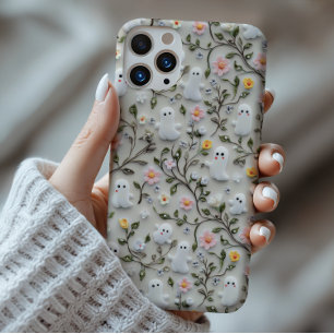 Schattigee Little Ghost Floral 3D-telefoonhoesje Case-Mate iPhone 14 Hoesje