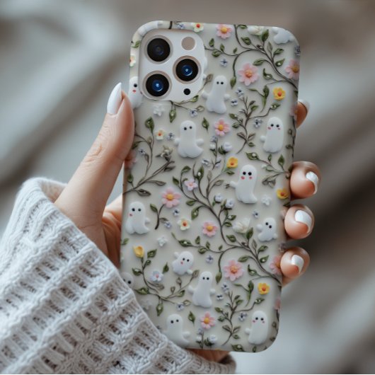 Schattigee Little Ghost Floral 3D-telefoonhoesje Case-Mate iPhone Case